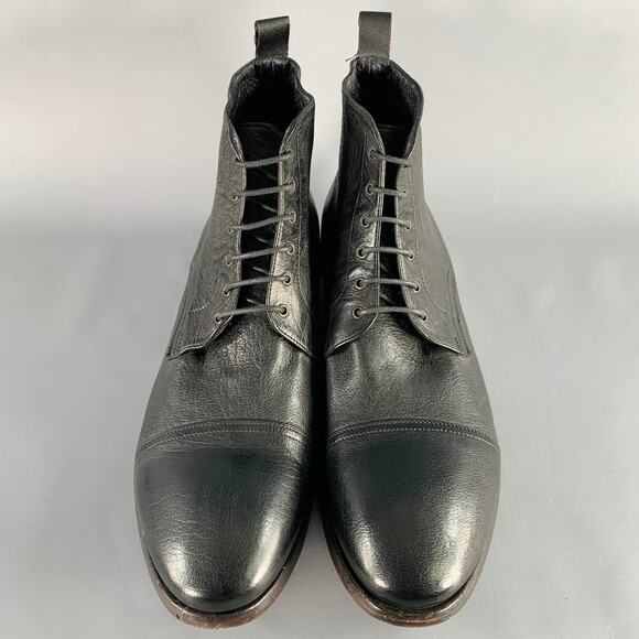 PAUL SMITH Size 12 Black Leather Lace-Up Ankle Boots main image 7